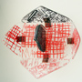 Romana Romanyshyn - "The Migrant Letters". Wood, gesso, metal, glass, textile, silkscreen; 200 x 350 x 90; 2009